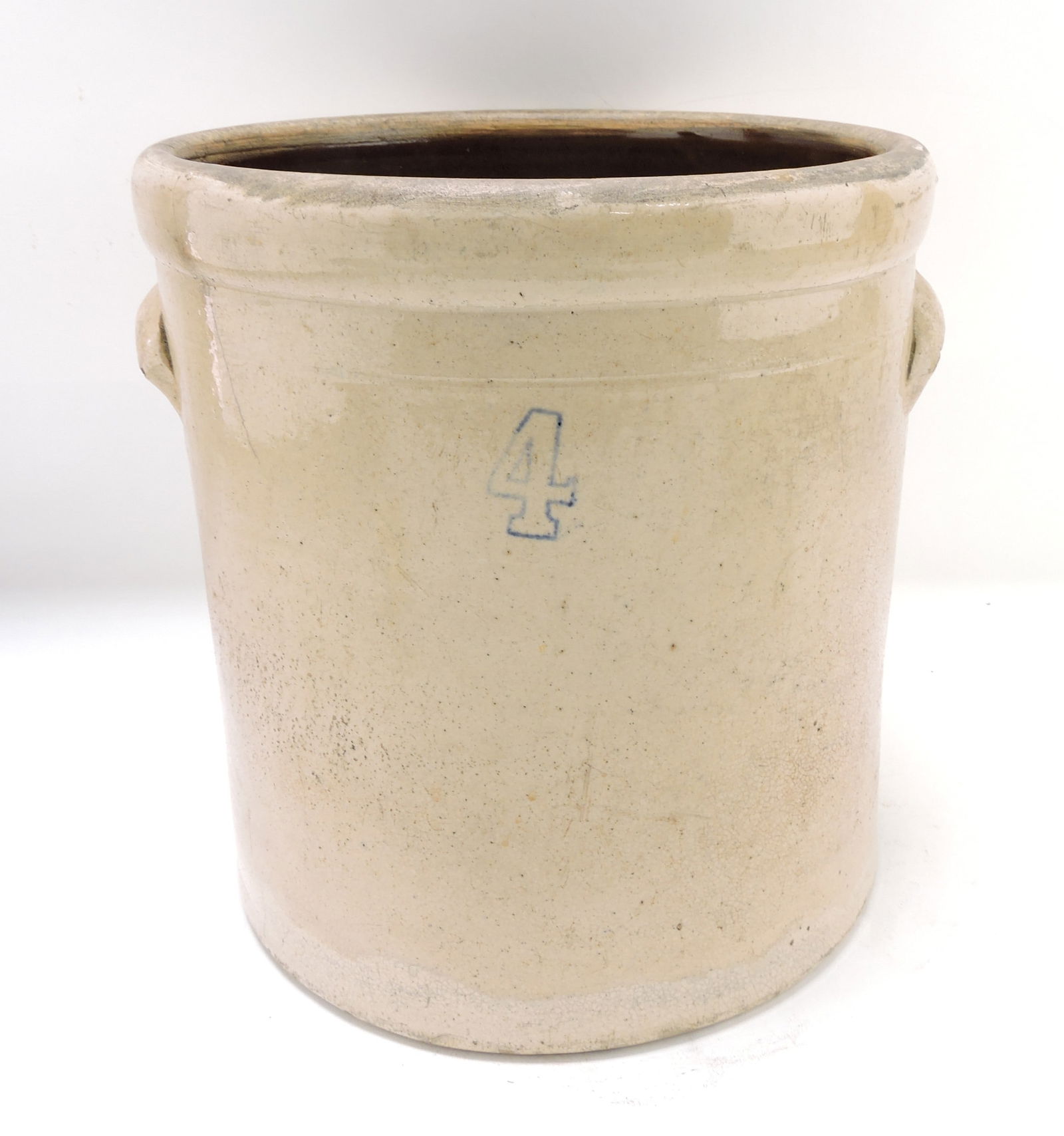 Four gallon crock, hairline, 12" (1 of 2)