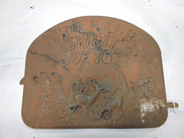 Cast iron stove door 'Wintertime