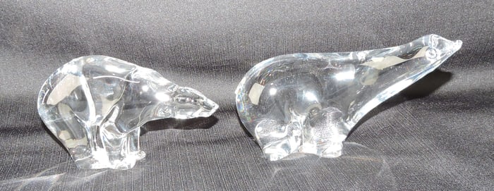 Baccarat crystal lot of 2 polar bears,