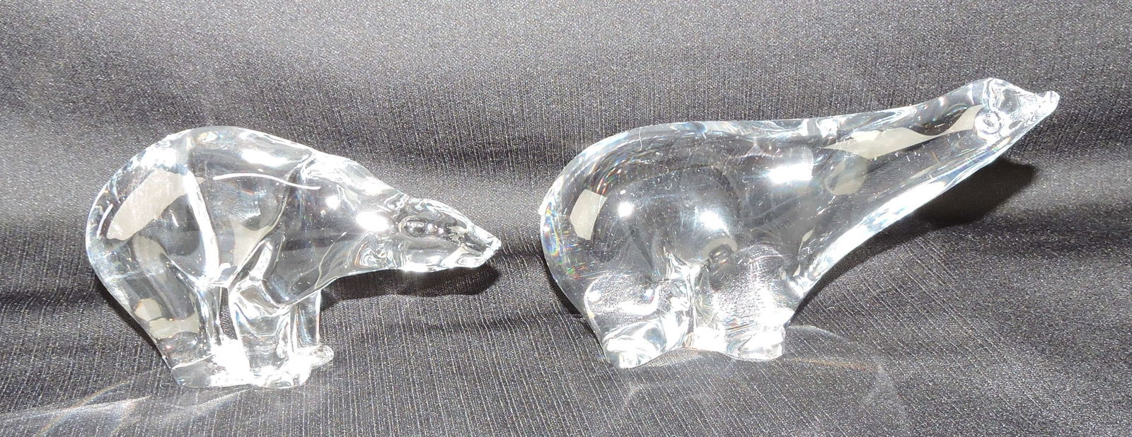 Baccarat crystal lot of 2 polar bears,
