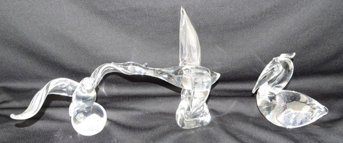 Steuben crystal sculpture lot of three: