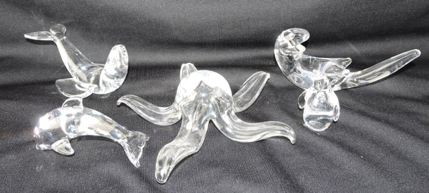 Steuben crystal sculpture lot of 5: