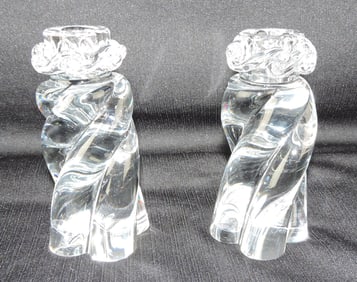 Baccarat pair of crystal candle holders,