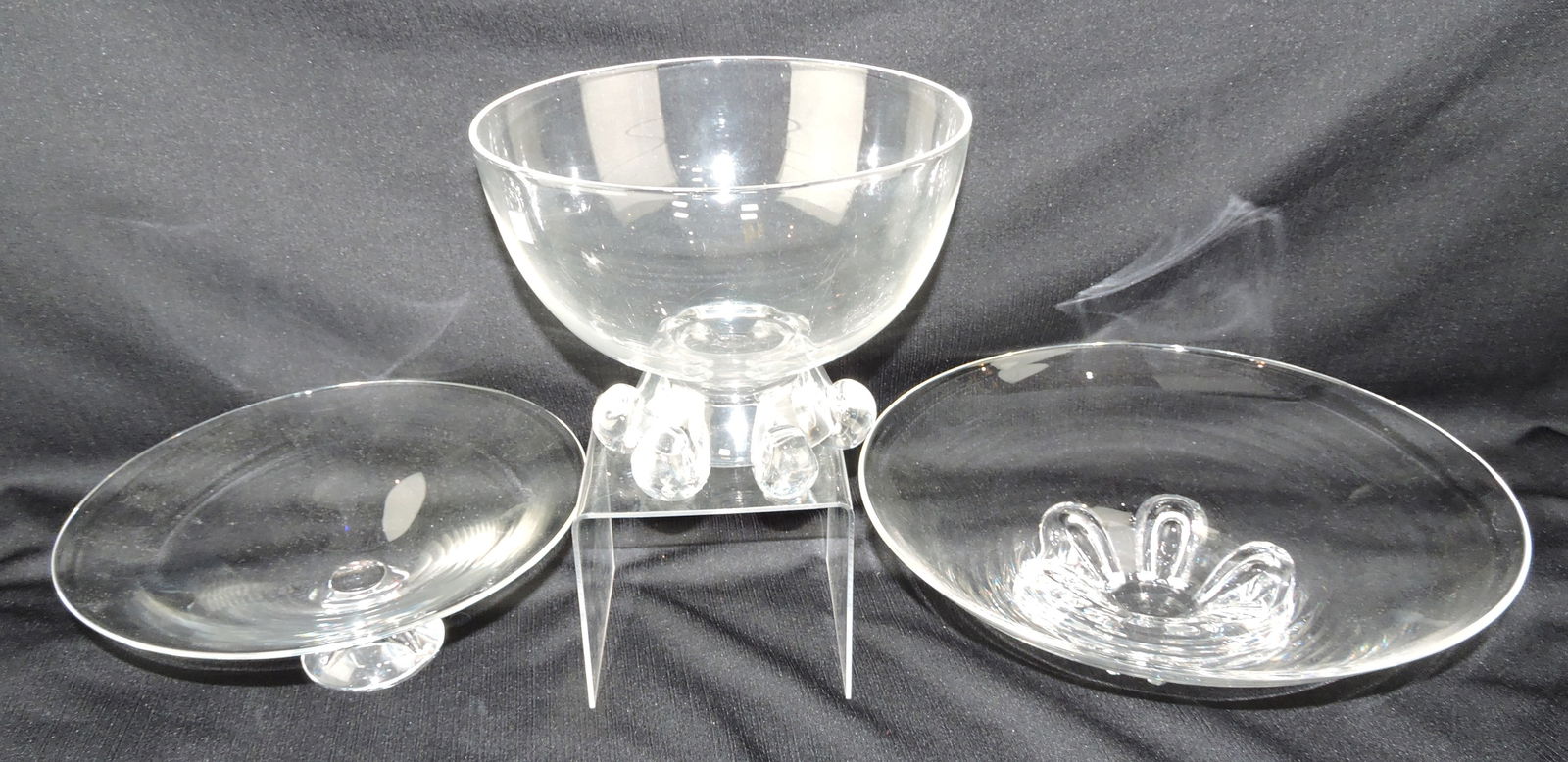 Steuben crystal lot of 3 bowls,: 9"d, 10 1/2"d, 13"d