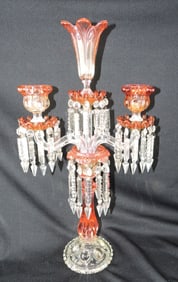 Baccarat amberina three lite candelabra