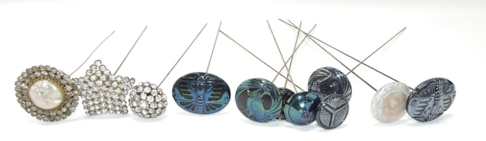 Carnival glass lot of 7 hatpins and