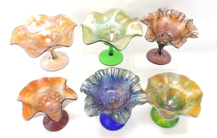 Carnival glass lot of 6 comports,