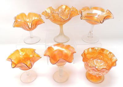Carnival glass lot of 6 comports,