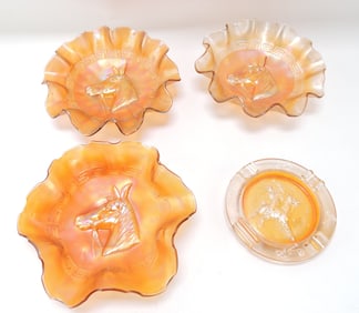 Carnival glass marigold lot of 4