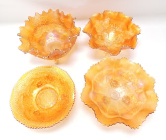 Marigold carnival glass lot of 4 large