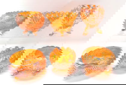 Marigold carnival glass lot of 6 rose