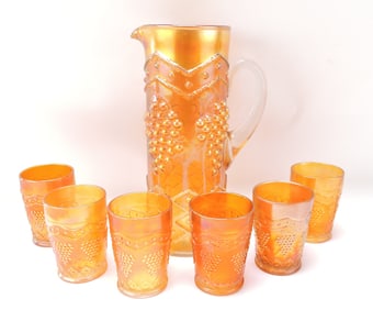 Marigold carnival glass grape and