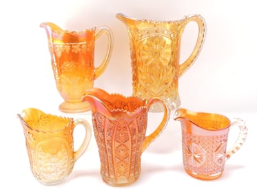 Marigold carnival glass lot of 5