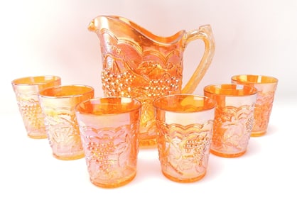 Marigold carnival glass grape pattern