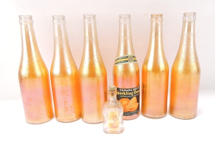 Marigold carnival glass lot of 7 bottles,