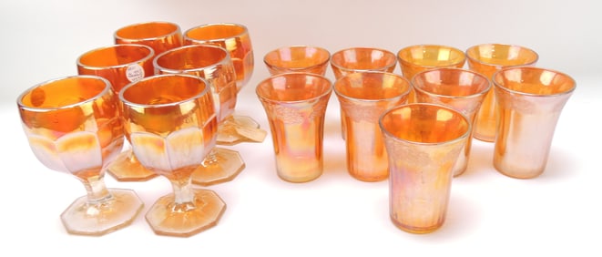 Marigold carnival glass set of
