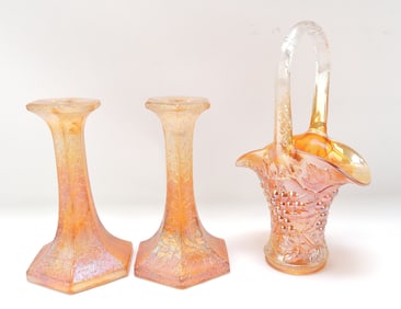 Marigold carnival glass pair of