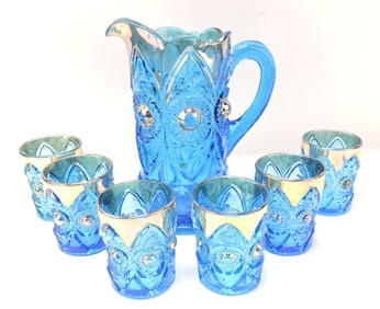 EAPG blue bullseye and fan 7 pc