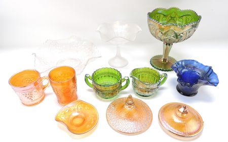 Carnival glass lot of 11 assorted