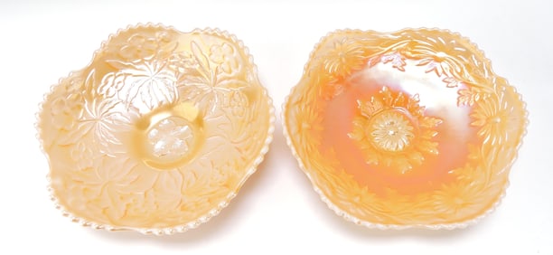 Marigold milk glass lot of 2 -