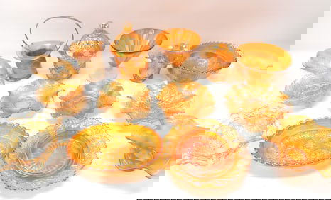 Marigold carnival glass lot of 14 pcs