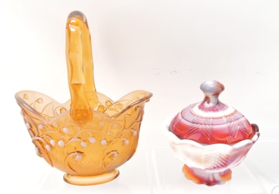 Fenton opalescent basket 8 1/2",