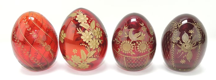 Russian Faberge style red ruby lot of
