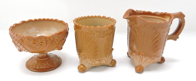 Greentown chocolate glass Genevia