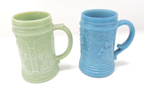 Greentown lot of 2 Serenade mugs,
