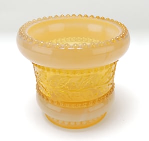 Greentown Holly amber toothpick holder