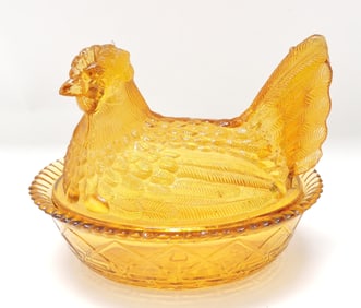 Greentown amber hen on nest