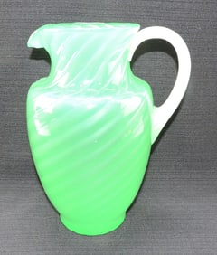 Steuben jade swirl art glass pitcher,