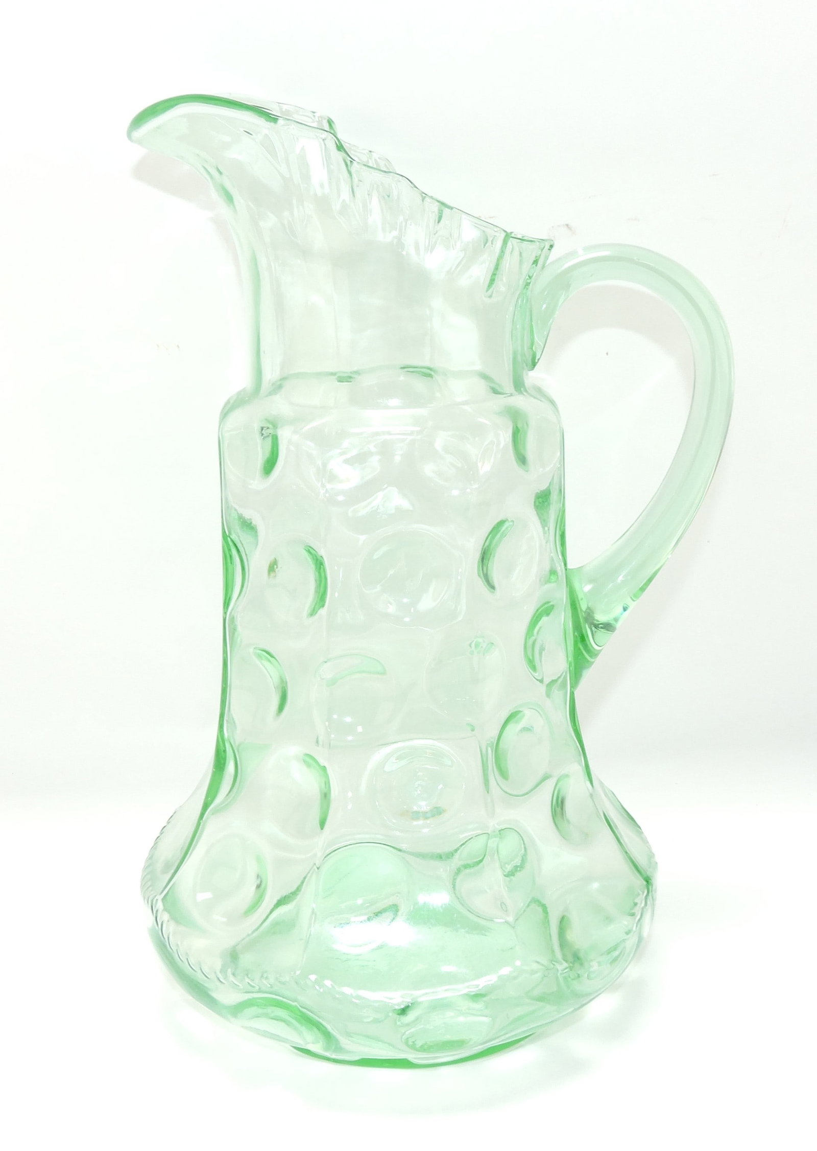 Green glass large water pitcher, (1 of 1)