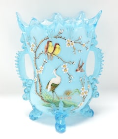 Stevens & Williams blue flat sided vase