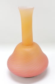 Reverse amberina satin swirl glass