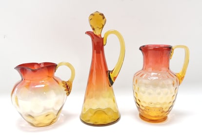 Amberina glass lot of 2 pitchers and