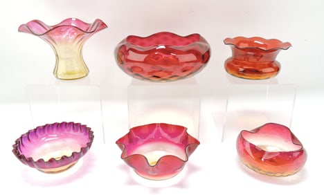 Amberina glass lot of 5 bowls and