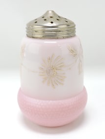 Peach blow acorn shaped floral enameled