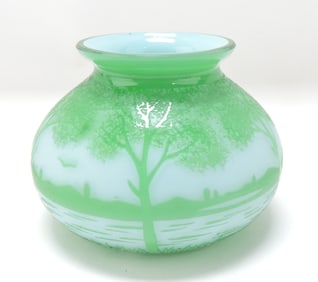 Moser cameo art glass landscape vase,