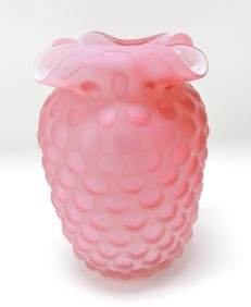 Pink satin bull's eye vase, 5 1/2"