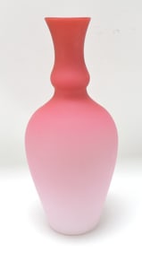 Pink satin bottle vase, 11"