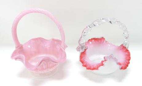 Fenton rosalene glass basket and