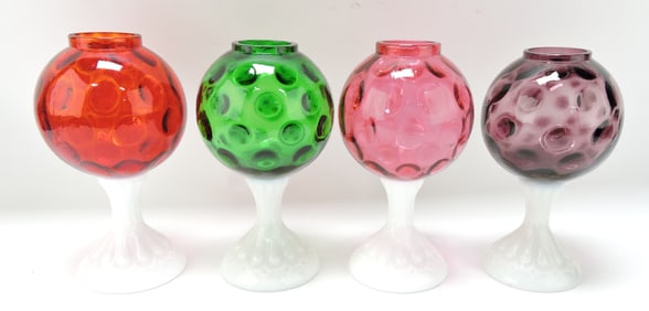 Fenton lot of 4 fairy lamps, 8 1/2"