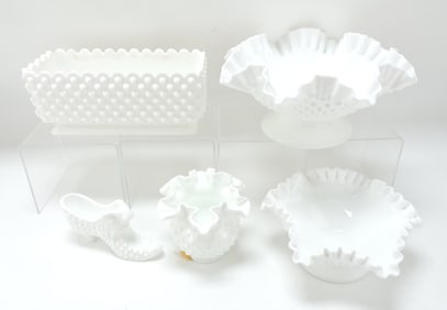 Fenton milk glass lot of 5 pieces,