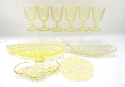 Vaseline uranium glass lot of 11 pcs,