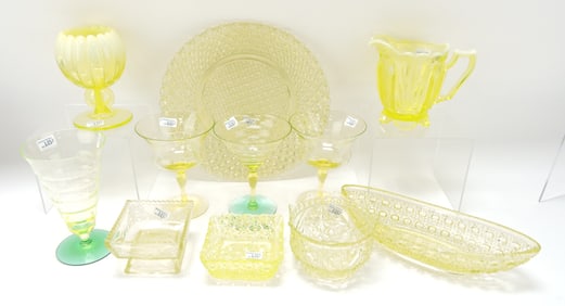 Vaseline uranium glass lot of 11 pcs
