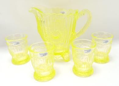Moser vaseline uranium glass pitcher