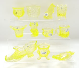 Vaseline uranium glass lot of 11 pcs