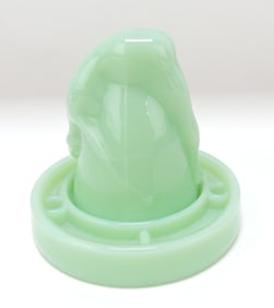 Jadeite 'Bottoms Up' with saucer, 4"