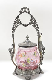 Victorian pickle castor with cranberry